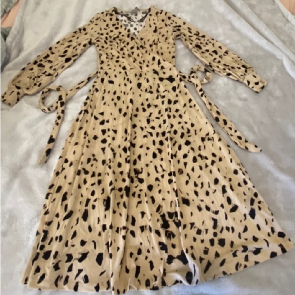 H&M Women Long Sleeve Tie Waist Size XSMALL Dress